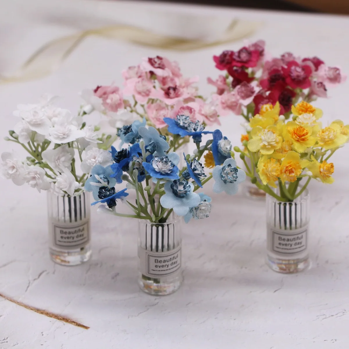 Dollhouse Mini Flower Bouquet Potted Plant Simulation Ornaments BJD Miniature Scene Home Decoration Props Model Doll Accessories