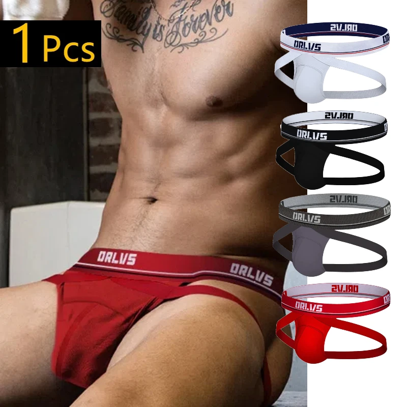 ORLVS New Cotton Gay Men\'s Thong and G String Men\'s Panties Breathable Tanga Sexy Underwear Man Jockstrap Underpants for Men