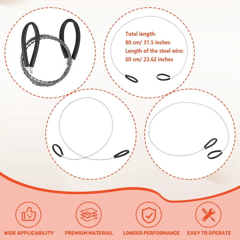 Coupe-tuyau en acier inoxydable, scie à câble, scie à ULde poche à main, outil de coupe de tuyau en PVC pour bois, 4 pièces