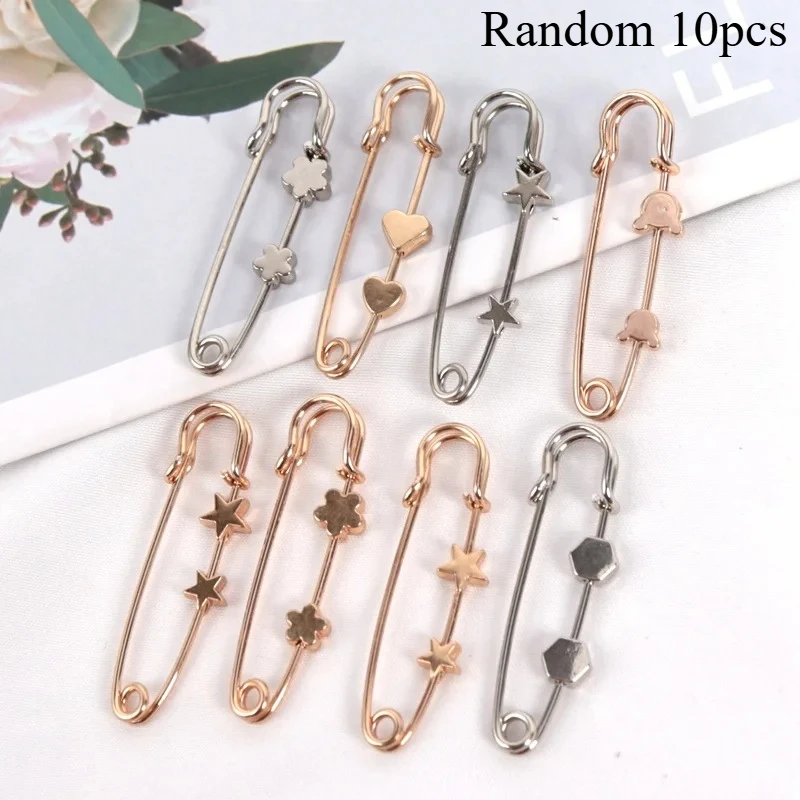 10pcs Simple Waist Tighting Pin Women Brooch Buckles Suit Vintage Trendy Jeans Fixed Suit Clothing Waist Clip Lady Safety Pins J