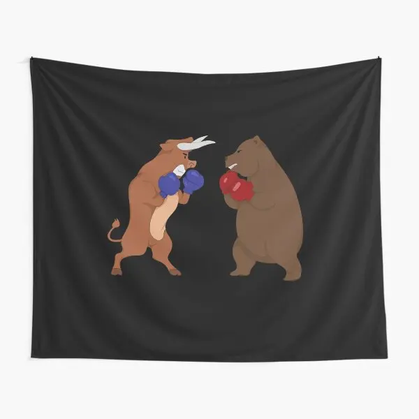 Bull And Bear Stock Investing Market Inv  Tapestry Wall Decoration Towel Beautiful Colored Decor Printed Bedspread Living Yoga