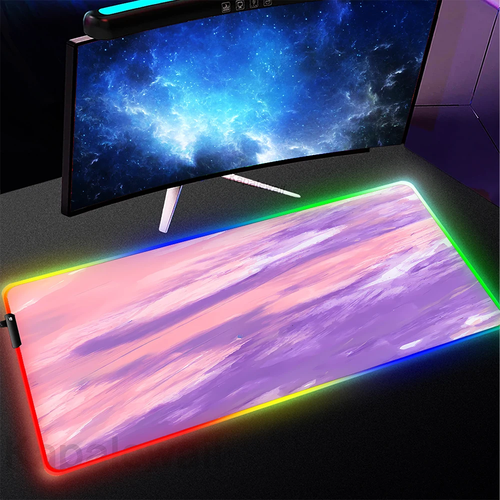 Art Cloud Mouse Pad RGB Colorful Mousepad Luminous Keyboard Pads Gaming Backlit Table Carpet Computer Gamer LED Mat Game Deskmat