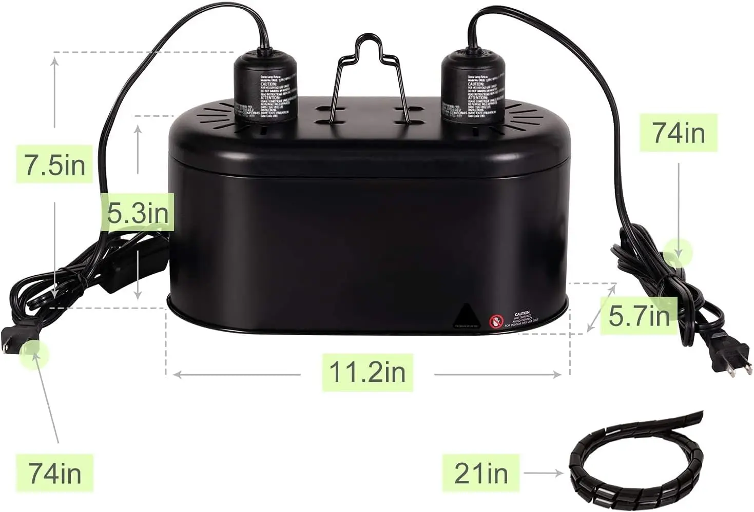 ZOO Dual Reptile Light for Reptile Dome UVB Lamp Fixture Dual Reptile Reflector Dome Lamp Cap Combo Integration Design