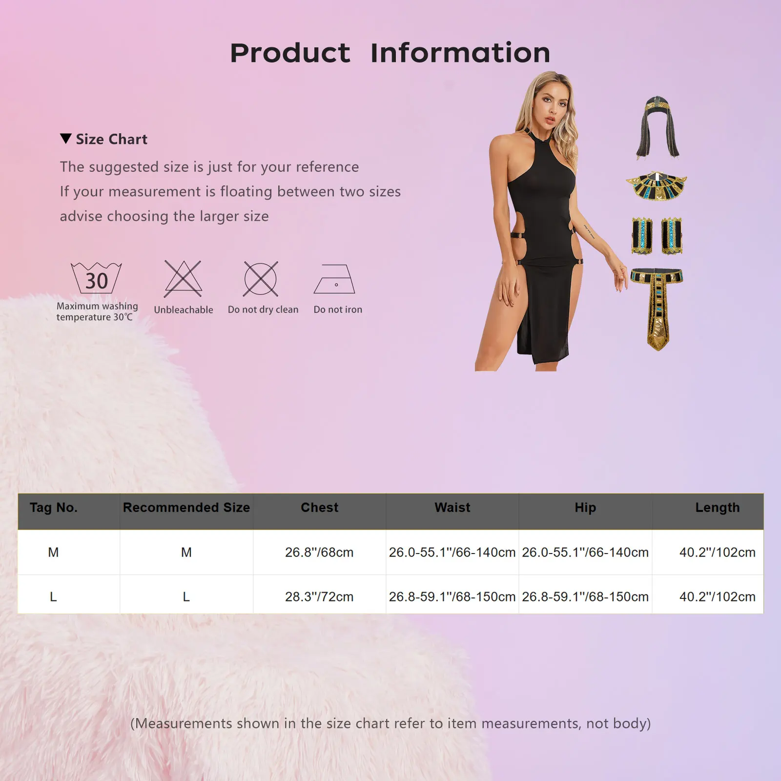 Women Sexy Cosplay Costume Sides Split Sleeveless Bodycon Dress with Wig Neck Collar Belt Wrist Bands for Cosplay Party Clubwear