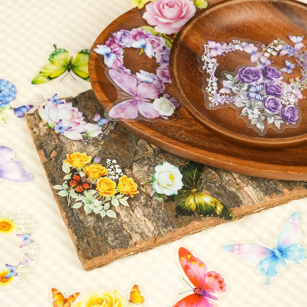 56 шт. новые изысканные мечтательные наклейки с бабочками и цветами-прозрачный журнал для домашних животных принадлежности для рукоделия BulingBulingStickers Store