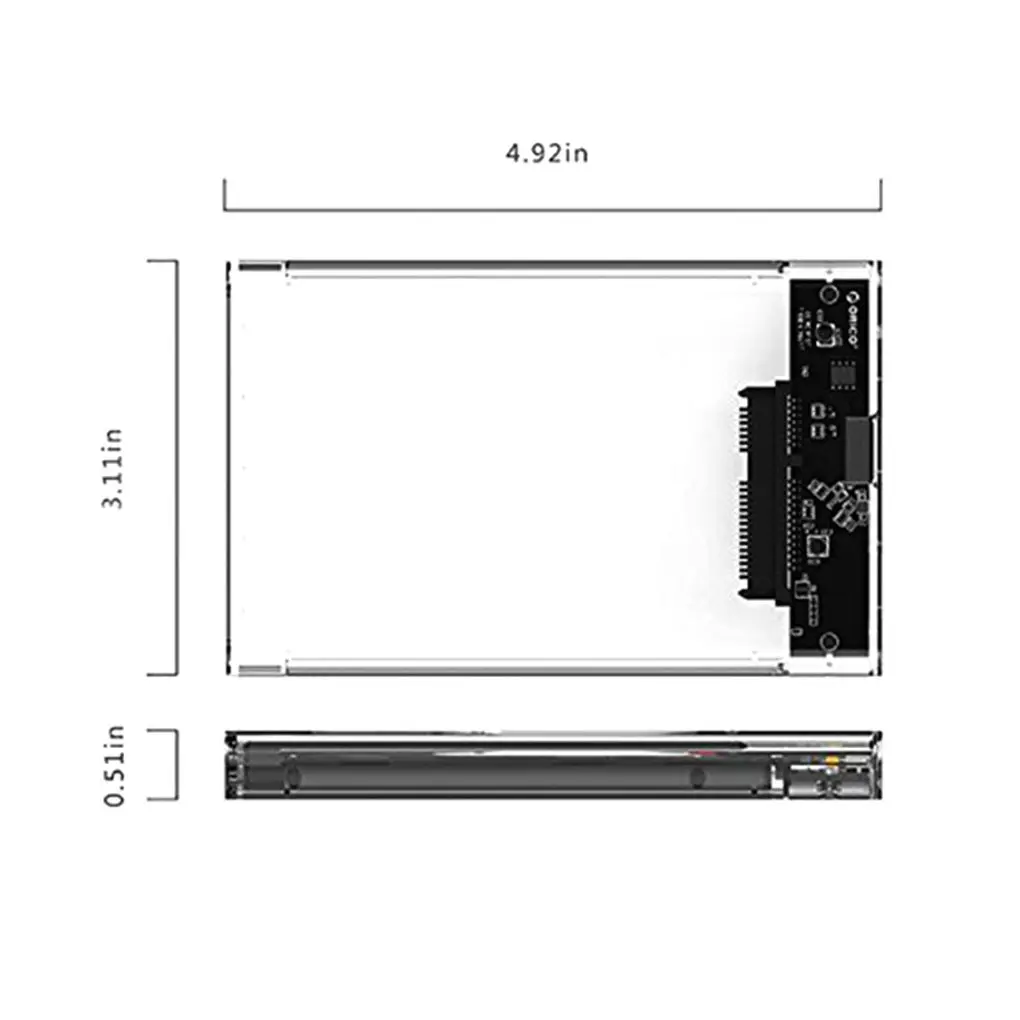 

HDD Enclosure 2.5-inch USB 3.0 Hard Drive Case High Data Transmission Speed SSD Transparent Box