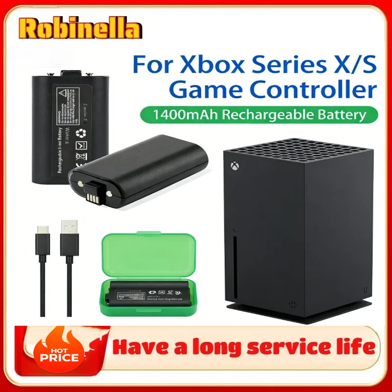 Batterie 1400mAh adaptée aux consoles de jeux Xbox Series, capacité réelle de 2.8V, poignée avec batterie intégrée, console de manette de jeu