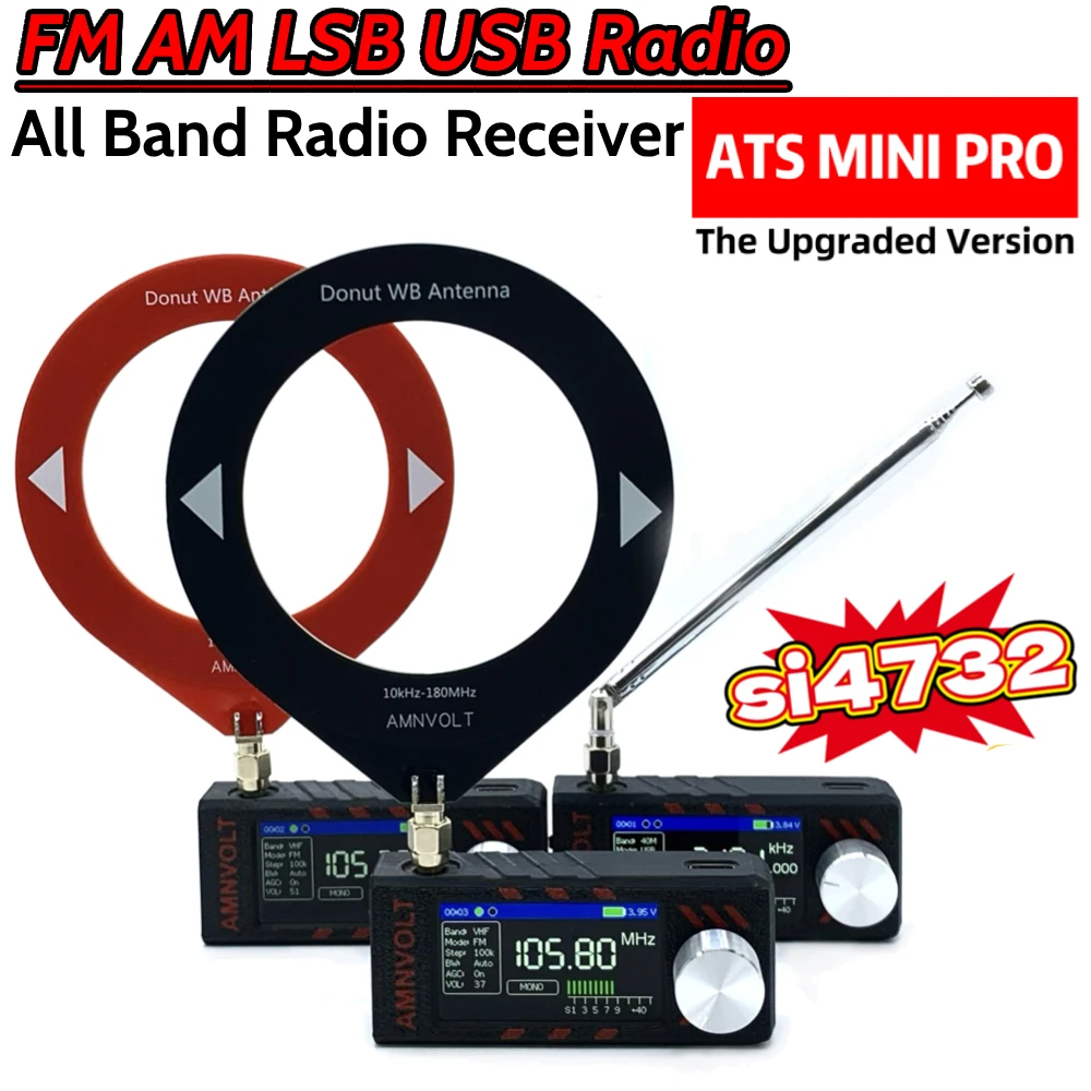 ATS Mini Pro SI4732 كامل النطاق DSP راديو LSB USB AM FM FM راديو 1.9 بوصة IPS شاشة HF/SW/MW/VHF استقبال نسخة مطورة