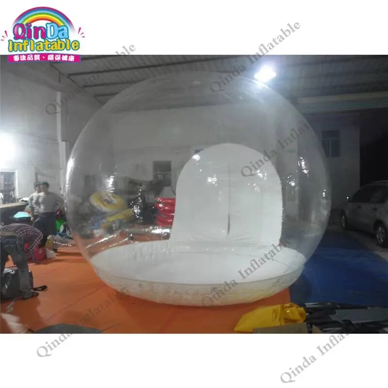 Transparante bubbeltent met een diameter van 3M voor gazon, doorzichtige opblaasbare kampeertent met 2M ingang
