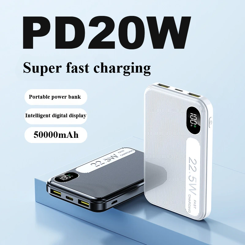 

2025 New 50000mAh Mini Power Bank PD22.5W Fast Charging External Battery Charger for iPhone Samsung Huawei Xiaomi