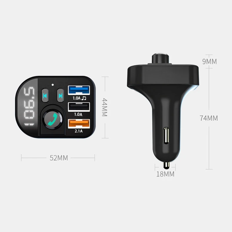 

Car Bluetooth 5.0 FM Transmitter Handsfree U Disk MP3 Player 3 Ports USB Charger For Car Interior Accessories