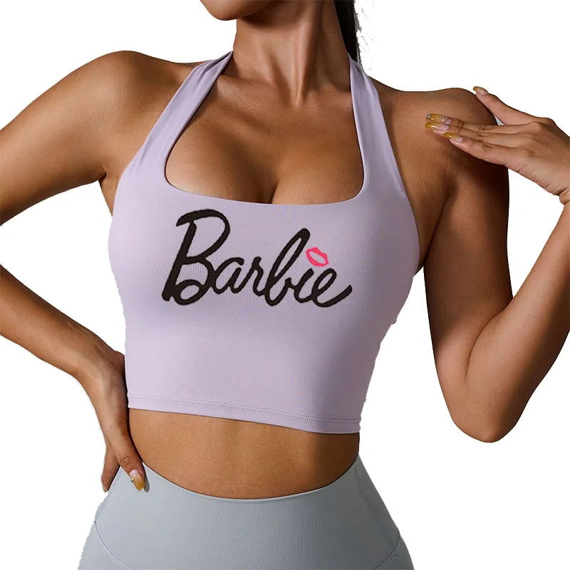 European American Sexy Barbie Sports Halter Vest Women's Push-Up Stretch Sports Bra Quick-Drying Running Fitness Yoga Top