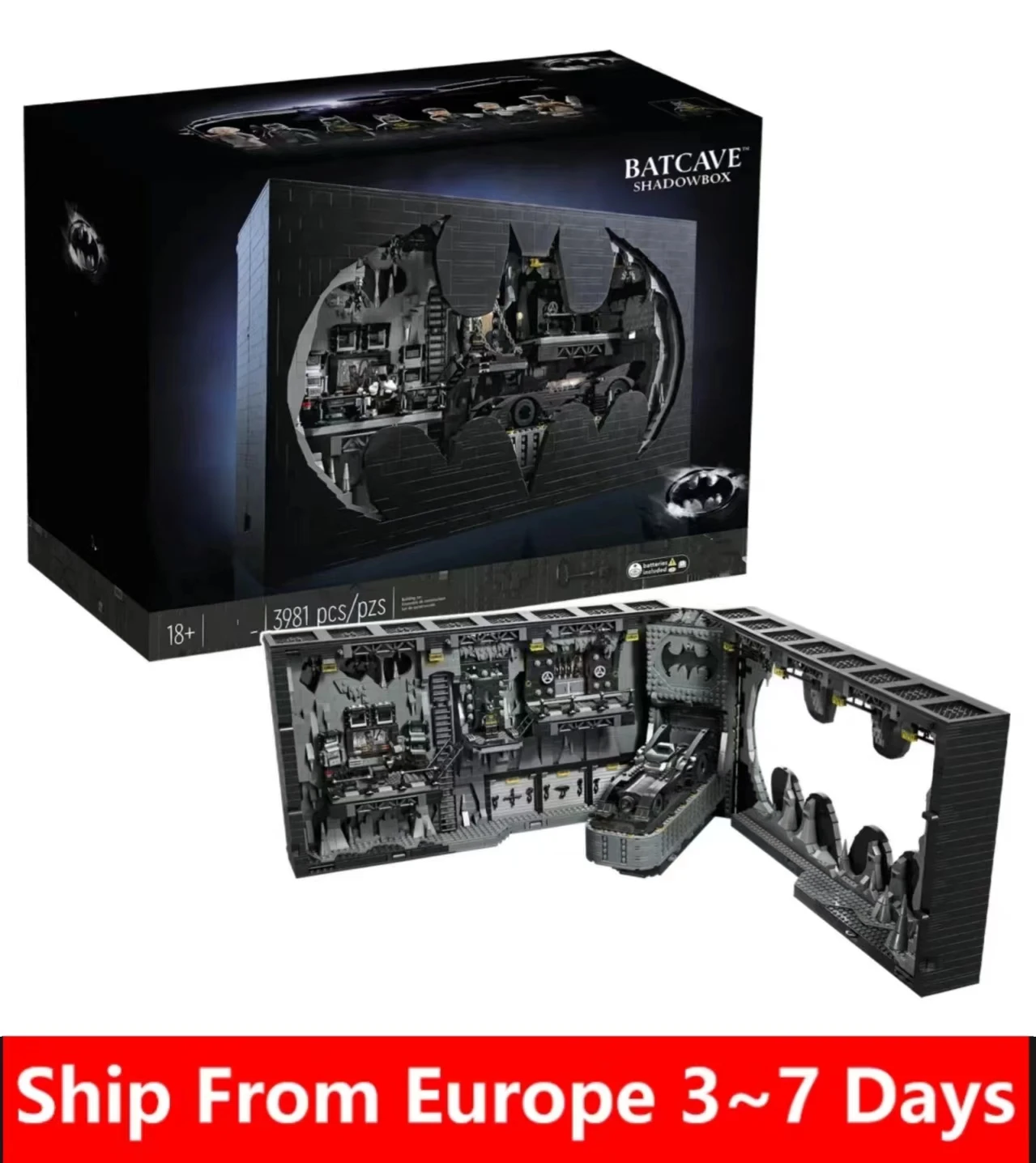 

3981pcs S0923 87075 3981pcs 76252 Batcave Shadow Box Famous Movie Building Blocks Bricks Toys For Kids Boys Adult Birthday Gifts