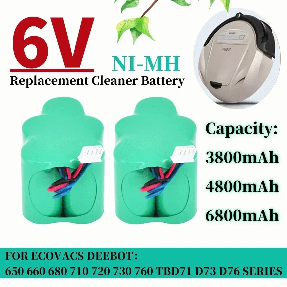 

SC 6V 3.8/4.8/6.8Ah Cleaner Battery for Ecovacs Deebot TBD 71 Deebot 710 720 730 760 Ecovacs CEN530 CEN630 CEN680