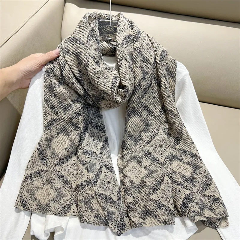 Women Luxury Brand Viscose Scarf Sexy Leopard Floral Cotton Shawl Autumn Cool Wrap Pashminas Stole Muslim Hijab Pareo