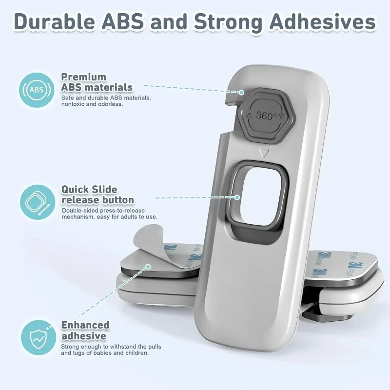 Safety Refrigerator Lock Set Child-Proof Self-Adhesive Fridge Door Lock for Cabinet and Freezer Prevents Accidental Opening C78