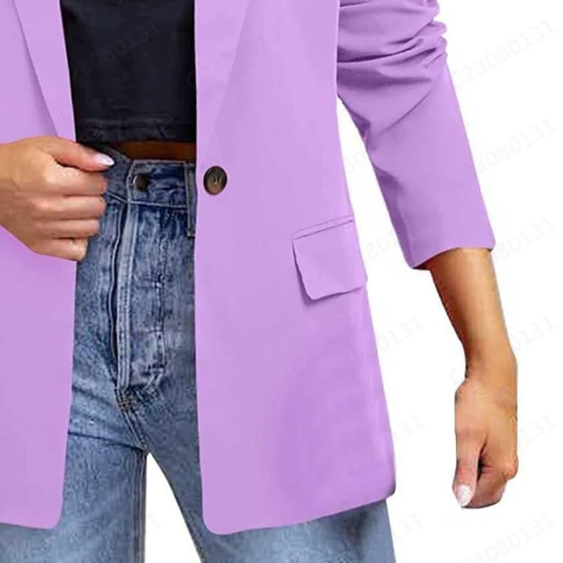 Women Fashion Suits Jacket Blazers Slim Fit Elegant Casual Suit Office Lady Blazer Coat Solid Long Sleeve Outerwear Stylish Tops