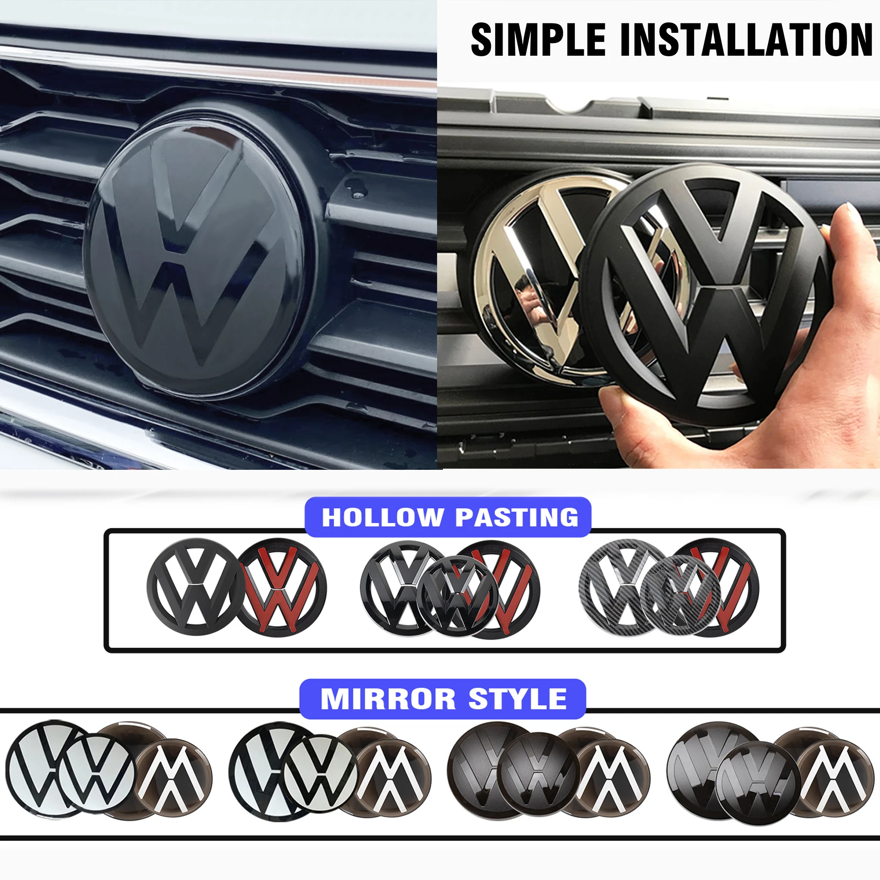 Emblemas para Parrilla Delantera y Tapa de Maletero, Accesorios para Auto, para VW Volkswagen Golf 4 5 6 7 7.5 8 Variant 7 MK4 MK5 Sportvan