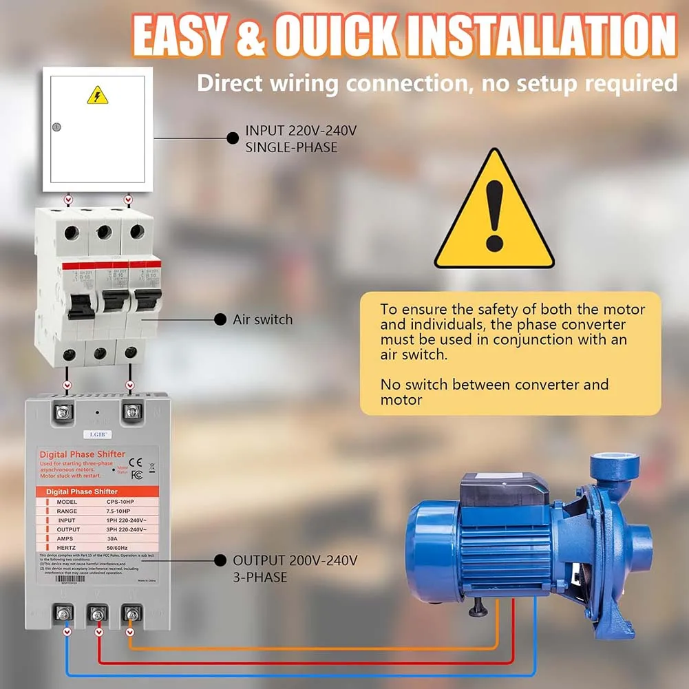 10HP Digital Phase Converter 1 Phase To 3 Phase 30A 220V For Motor Air Compressor Pump Industrial Equipment