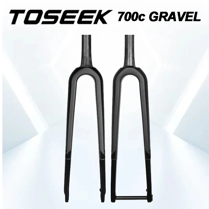 

TOSEEK Gravel Fork All Carbon Fiber Road Bicycle Front Fork Quick Release / Thru Axle Ultralight 700C 27.5er Gravel Bike Fork