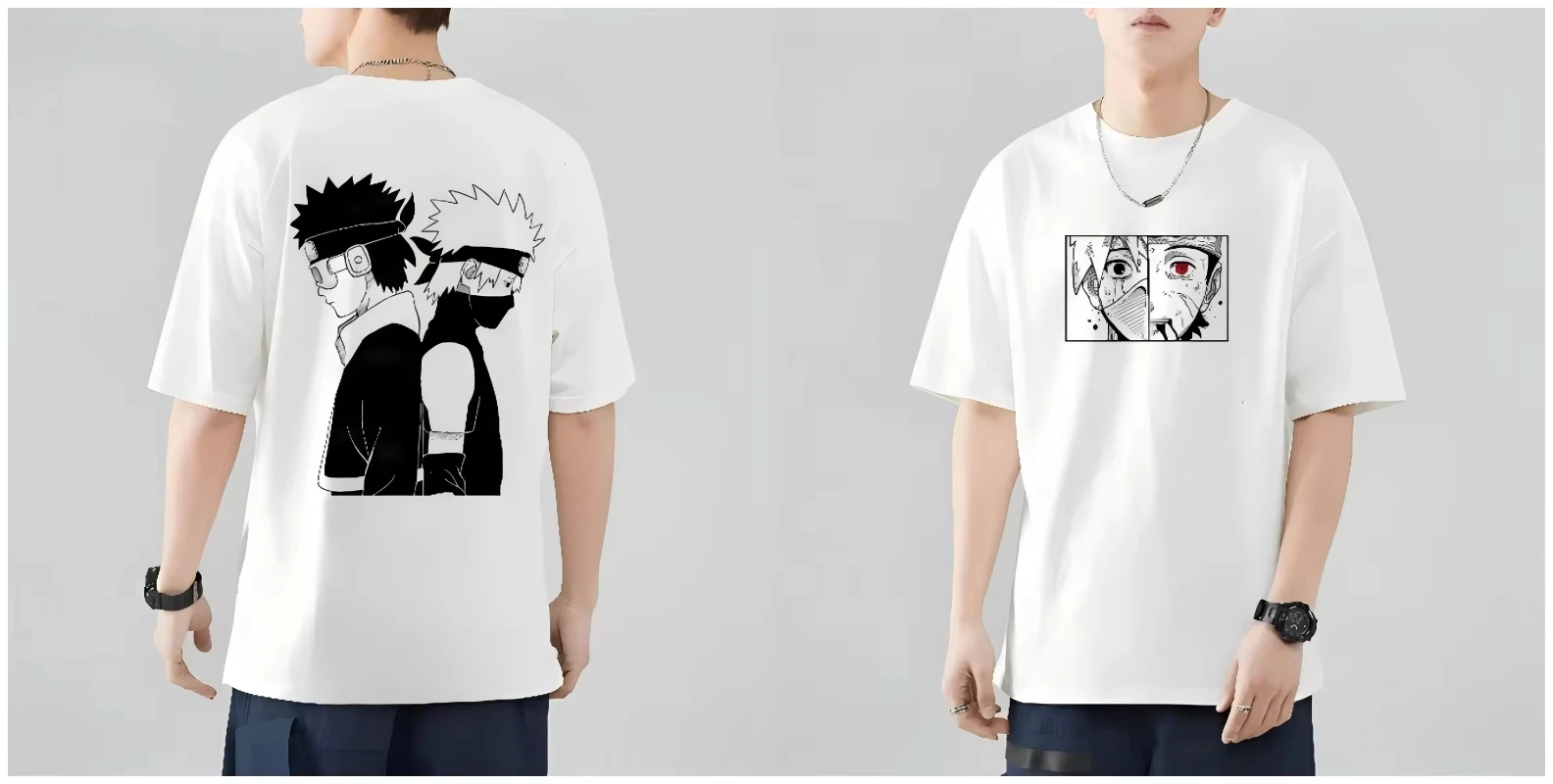 

Наруто Какаши Обито Летняя футболка Harajuku Ретро Уличная мужская одежда из чистого хлопка большого размера Свободная женская футболка с короткими рукавами унисекс Y2k