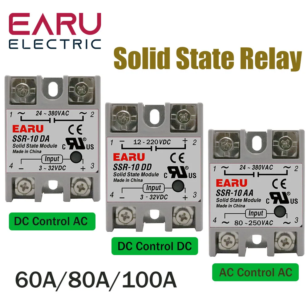 SSR-60DA SSR-80DA SSR-100DA SSR-60AA SSR-60DD SSR 60A 80A 100A DD DA AA Solid State Relay Module for PID Temperature Control