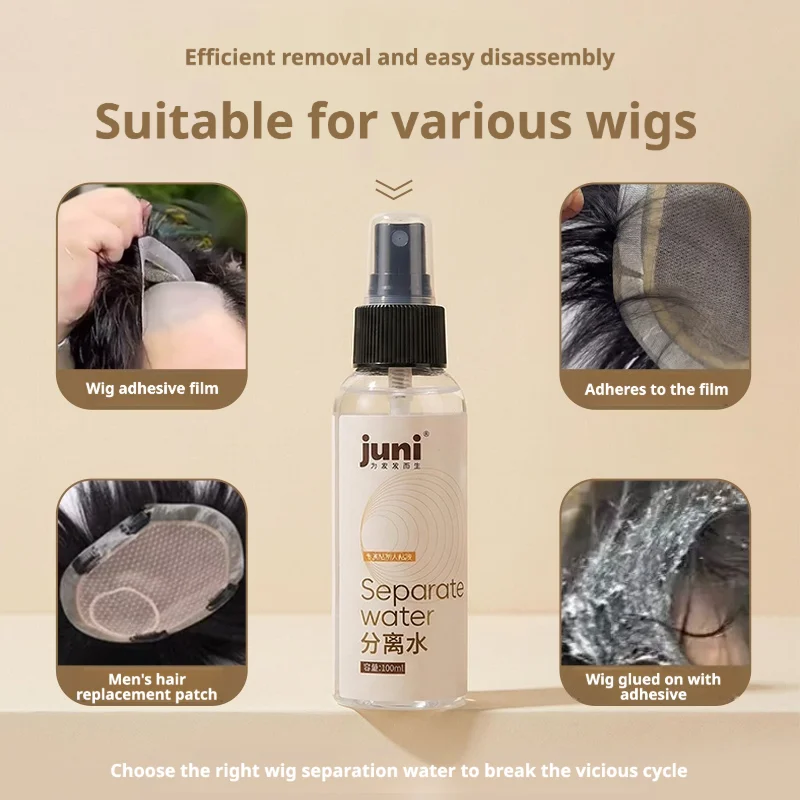 JUNI wig separate water,Rapid glue removal for wigs,Non-greasy and no need to clean，Does not damage wigs