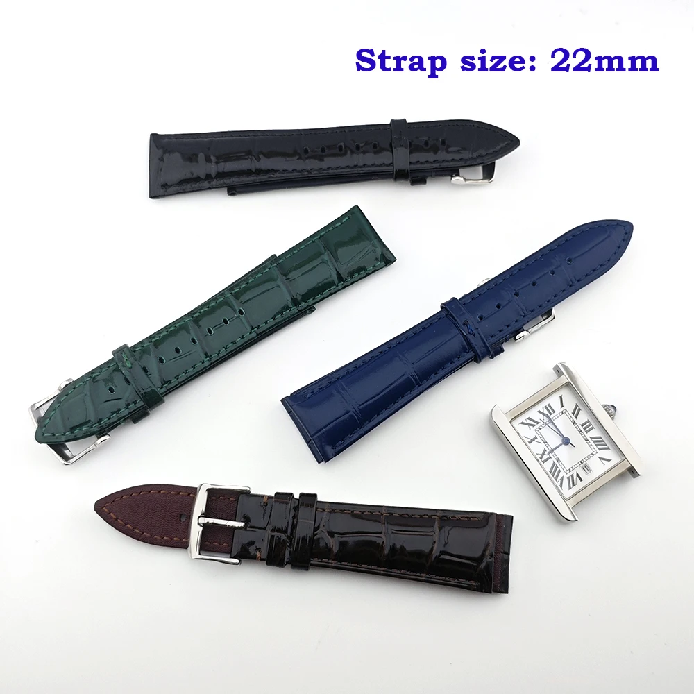 22mm leather strap for men's watch high-quality crocodile patterned leather replacement strap