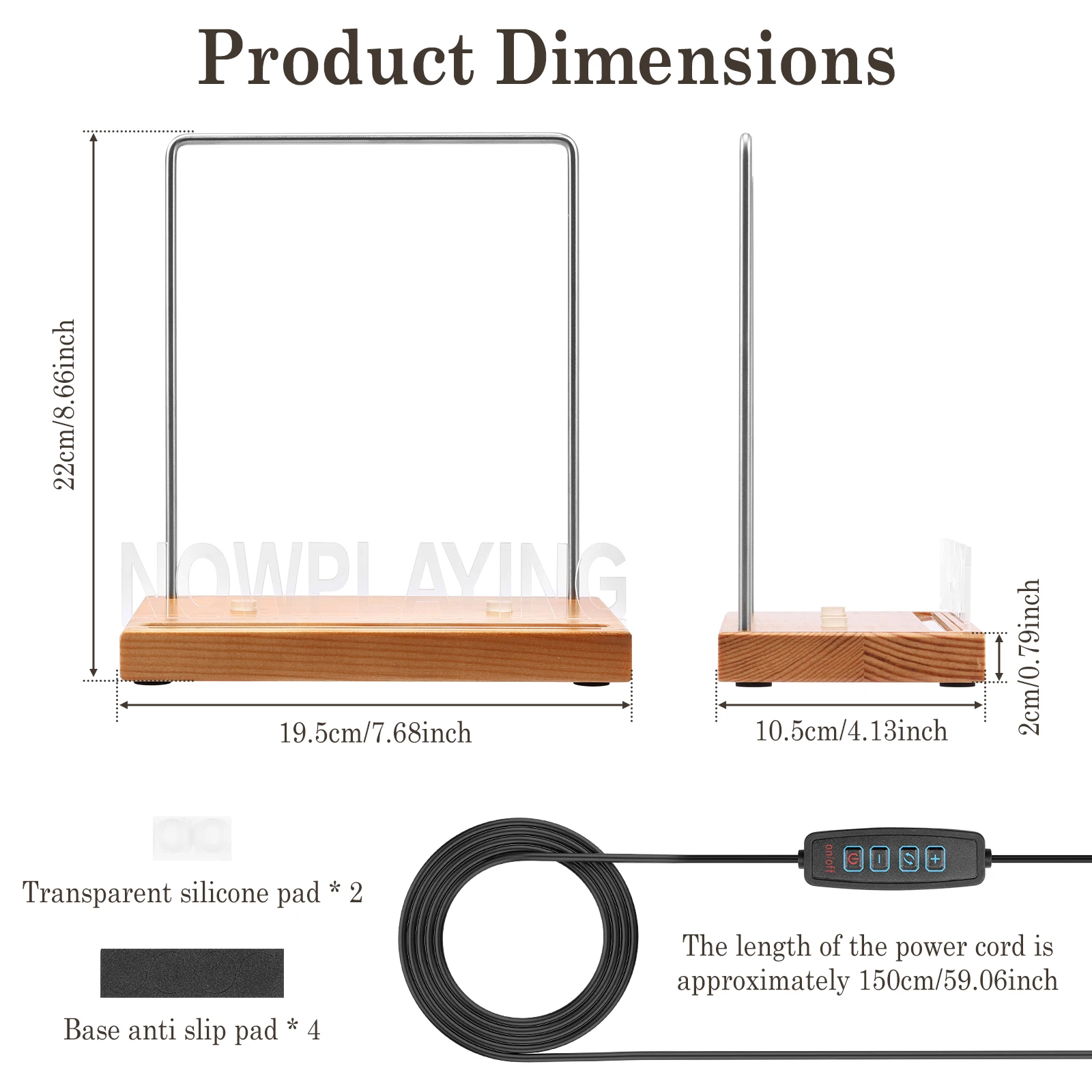 Now Playing Vinyl Record Holder With LED Light Wooden Record Holder Album Display Stand For Turntable Setup And Bedroom Decor