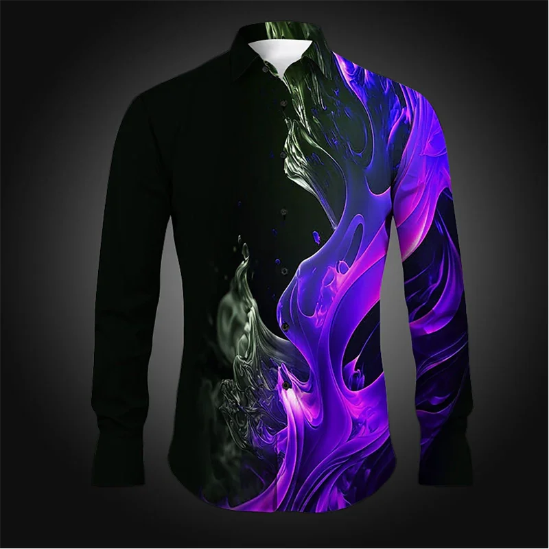 Flame Abstract Men\'s shirt Everyday casual comfortable elegant clothing top extra size