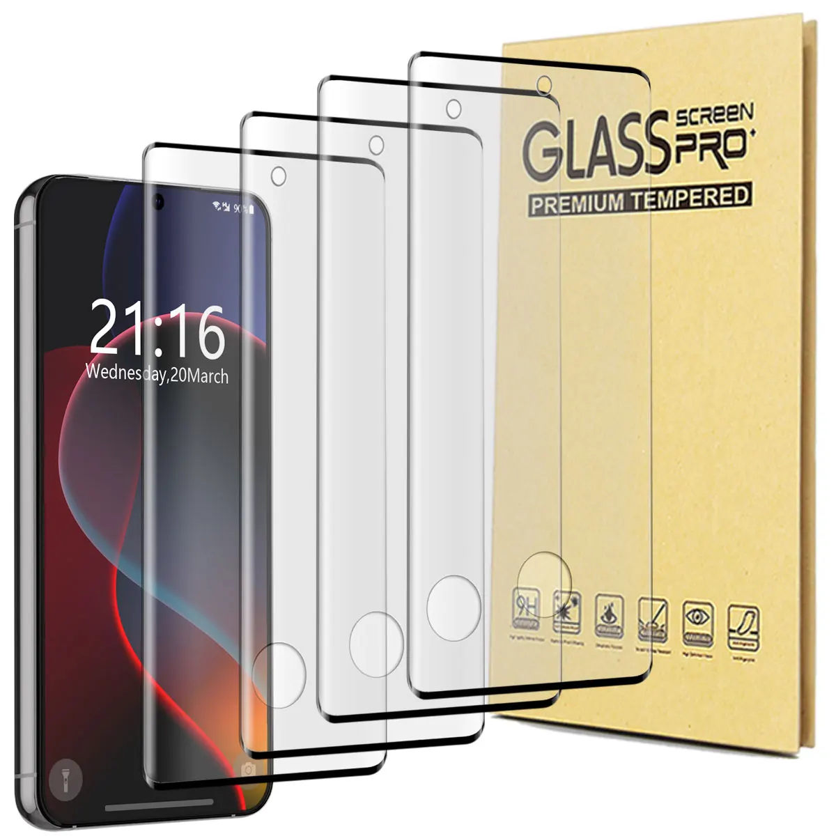 

4-Pack For Samsung Galaxy S21/S21 Plus/S21 FE/S21 Ultra 5G Case Friendly Full Coverage Clear Tempered Glass Screen Protectors