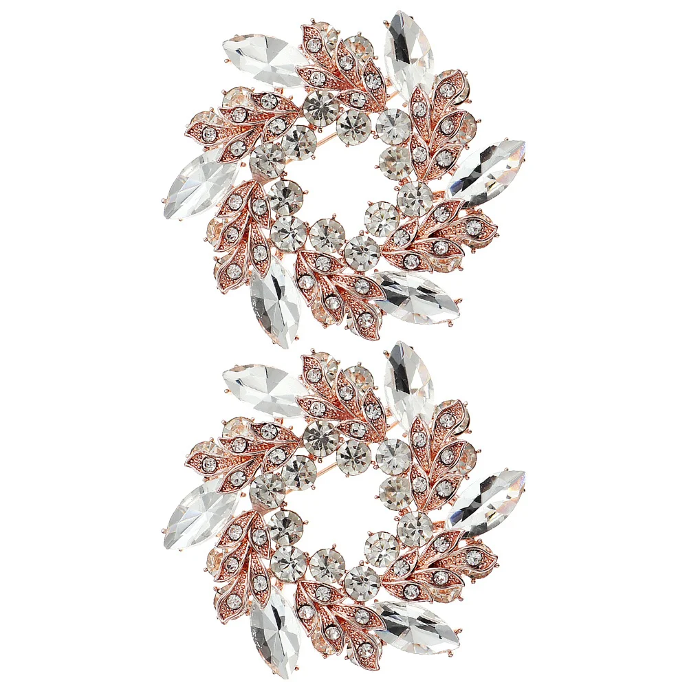 

2Pcs Rhinestone Crystal Wedding Dress Brooch Pins Elegant Full Rhinestone Pins for Bridal Accessories Women Teacher Brooch Pin