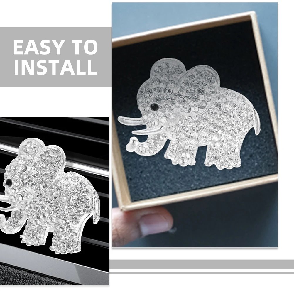 

2 Pcs Crystal Elephant Car Vent Clips Silver Freshener Perfume Decor Aromatherapy Accessories Interior Fashion