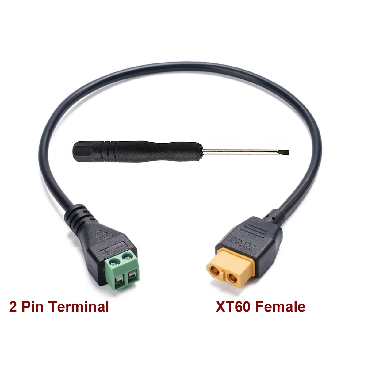 1개 XT60 암컷에서 2핀 녹색 스크류 터미널 어댑터 케이블 20AWG 30cm RC 자동차 드론 FPV 밸런스 충전기 5A 전류용