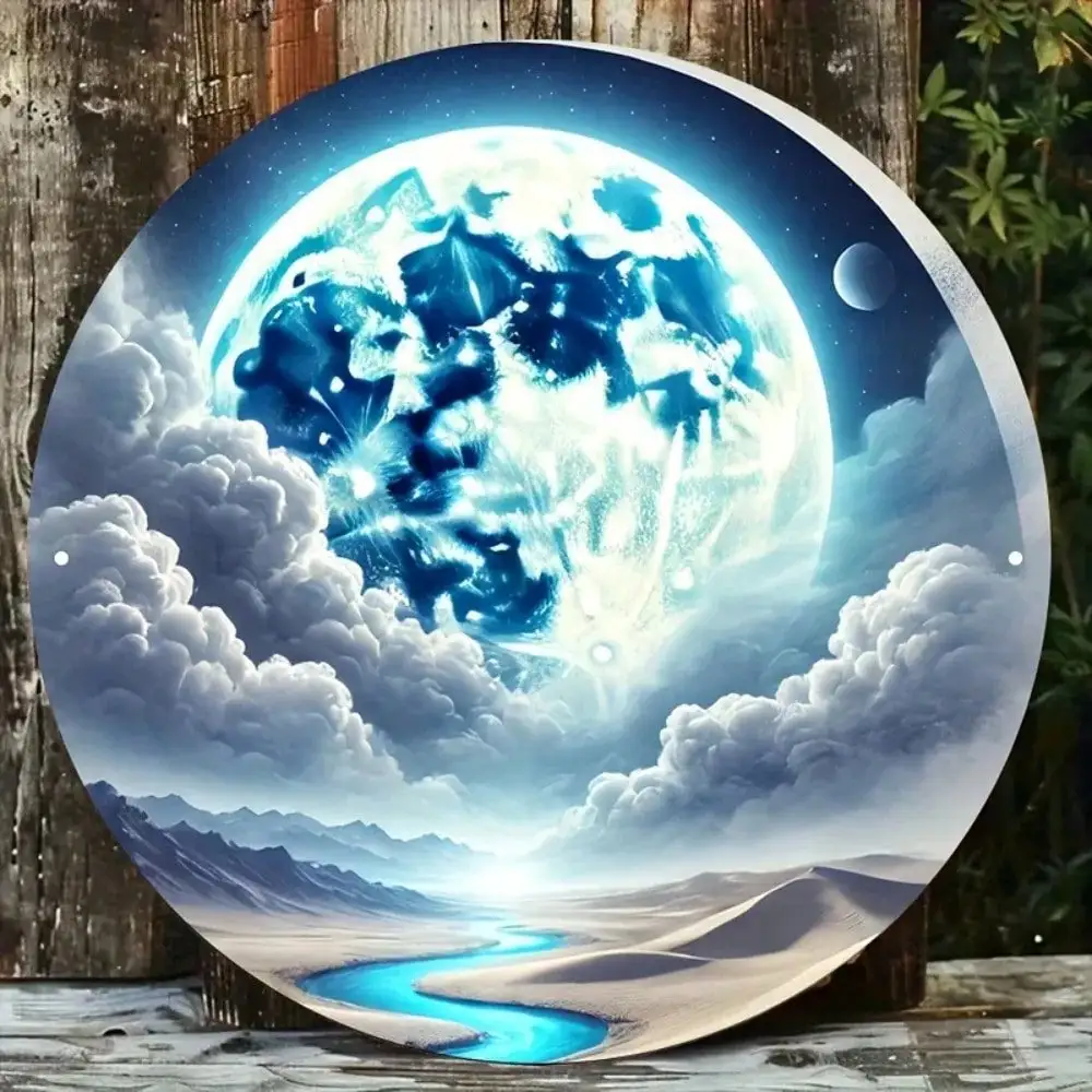 CIFBUY Vintage Aluminum Wall Art 8 Inch Waterproof Metal Planet River Sign For Living Room Bar Bedroom Home Decor
