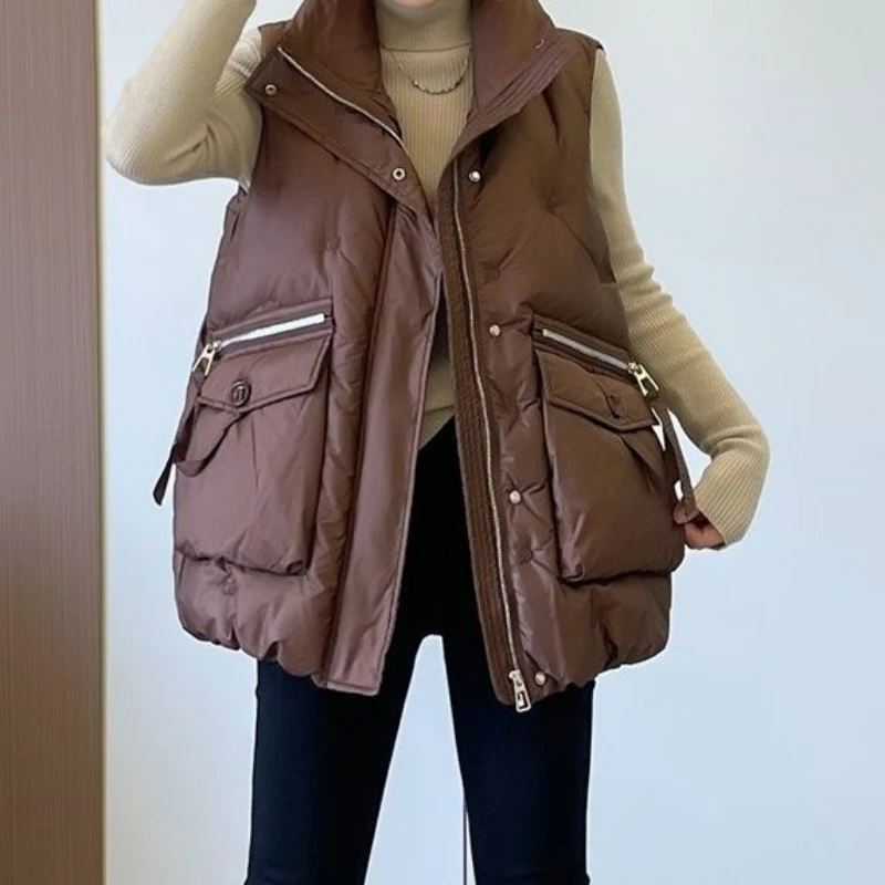 Women Vest Top Quality Waterproof Winter  Female Sleeveless Waistcoat  Outdoor Down Jacket Keep Warm Coat s G655