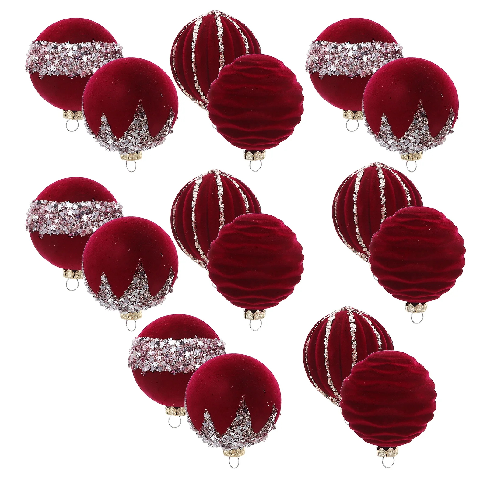 

16Pcs Christmas Tree Ornaments Balls Red Flocked Shatterproof Xmas Decorations Holiday Hanging Balls for Home Office