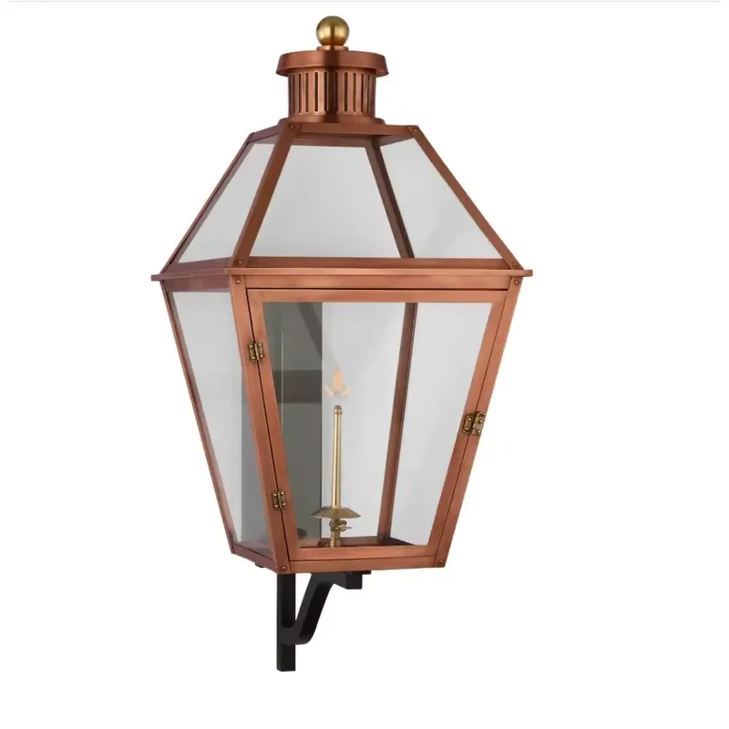 American Retro Copper Patio Door Wall Light Weatherproof Garden Lantern Decorative Sconce for Home Courtyard Foyer