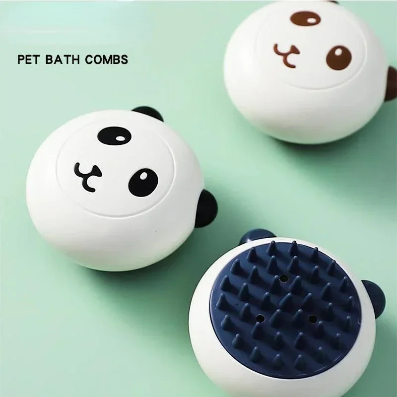 Dog Bath Brush Panda Massage Comb Pet Cat Cleaner Puppy Wash Tools Bathroom Grooming Brush Bath Supplie Dog Soft Silicone Brush