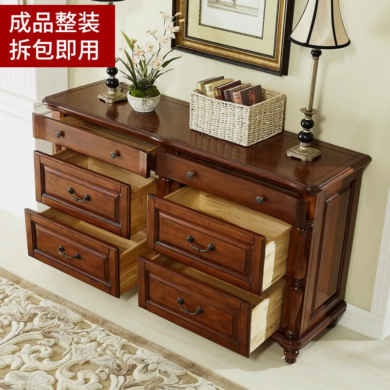 American all-solid wood six-bucket cabinet 1.2 meters, bedroom end-of-bed cabinet, seven-bucket bedside cabinet,