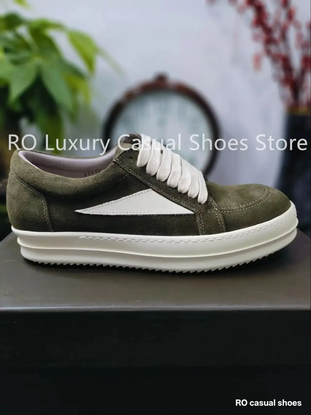 

Ro Designer Top High Quality Female Shoes Casual Sports Trend Thick Sole Couple Brown Suede Shoes Lace Up Leather Shoe for Women