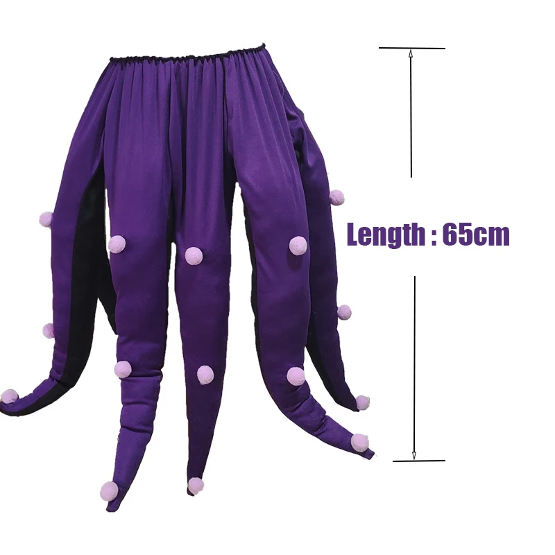 2024 Women Octopus Halloween Costume Black Purple Long Tentacles Octopus Skirt Little Mermaid Ursula Women Costume