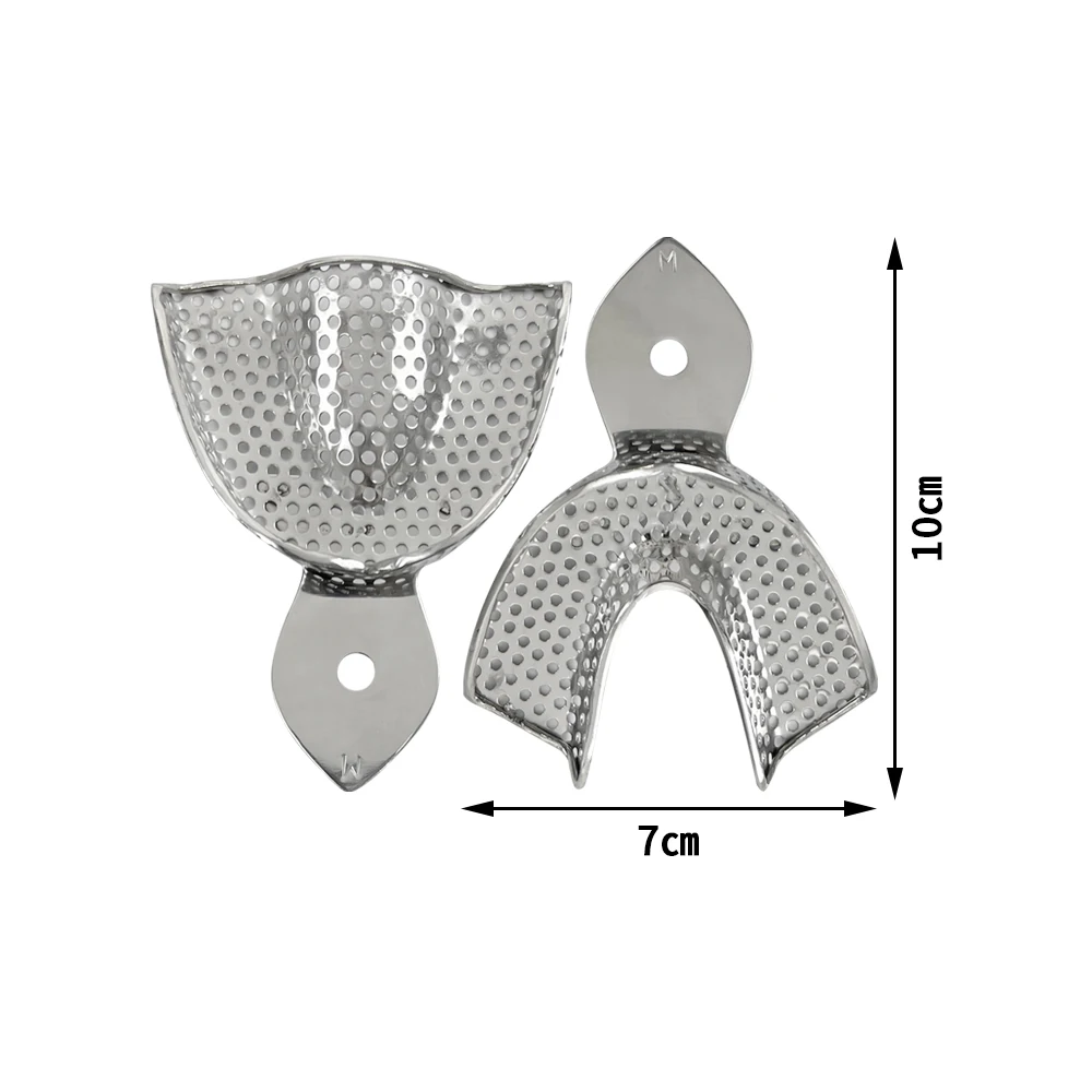 Bandeja para dientes dentales, bandejas de impresión Dental de acero inoxidable, soporte para dientes superior e inferior, bandeja para dientes para dentadura Autoclavable