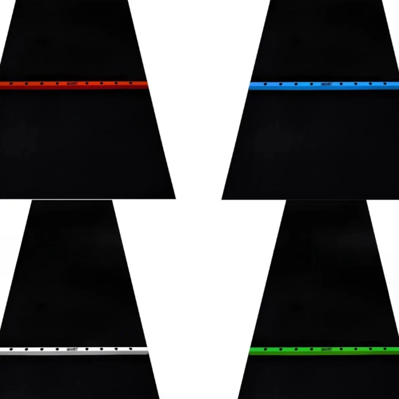 Alfombrilla protectora ONE80 con diapasón, alfombra con Canal, color rojo, verde, azul y blanco, con tiras de madera