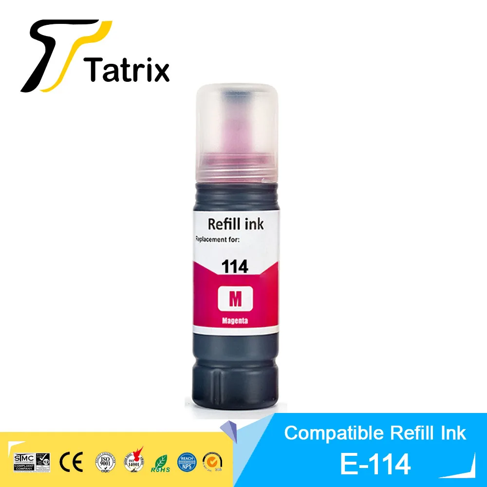 Tatrix 114 Compatible Color Water Based Bottle Refill Bulk Ink T114 114 printing ink for Epson Ecotank ET-8500/ET-8550 Printer