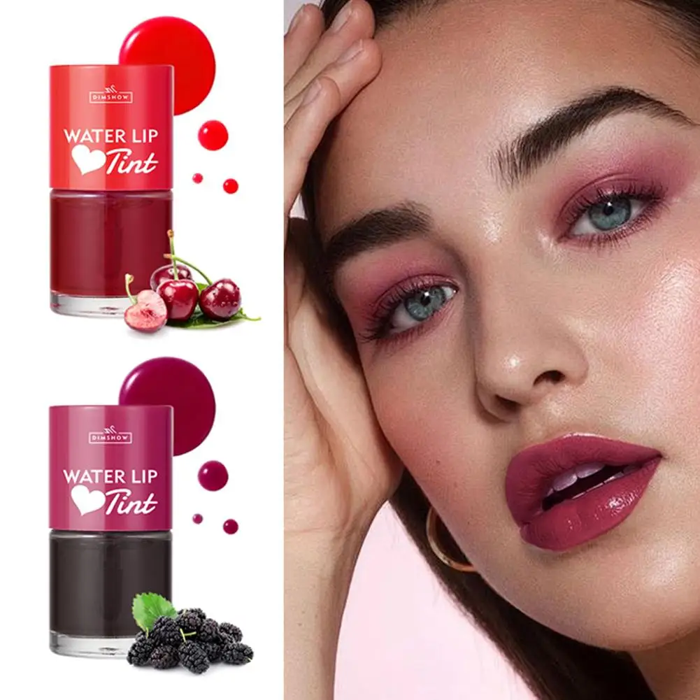 Vivid Color Water Lip Stain, Moisturizing Strawberry Cherry Lip Gloss for Women,  Long Lasting Waterproof Non-Stick Cup Lip Tint