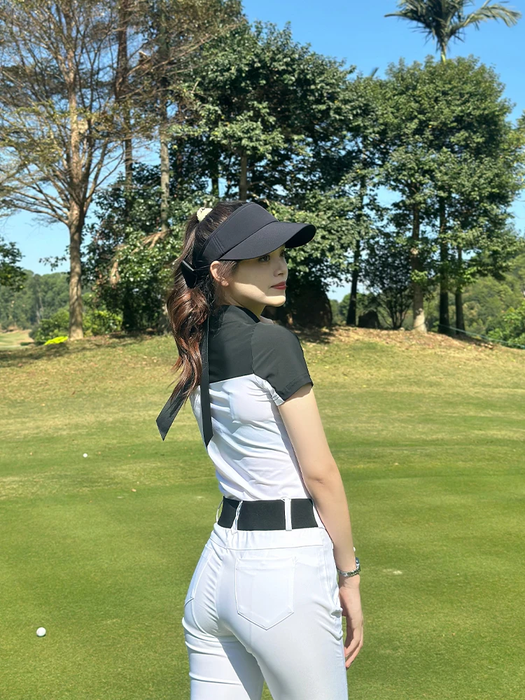 2024 SG Golf Clothing Women Spring and Summer Zipper Short-sleeved Tops High Waist Flared Trousers Golf Sports Slim Suits Women