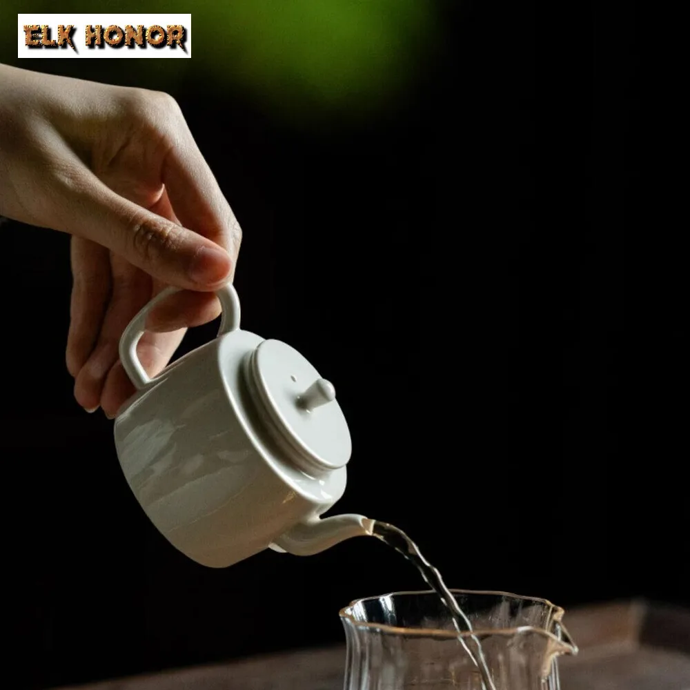 110ml Handwritten Joyful Teapot Retro Plant Ash Hanwa Pot Tea Brewing Ball Hole Kettle Kung Fu Tea Tableware Supplies Ornaments