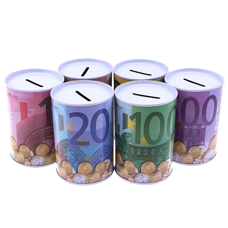 Mealheiro cilíndrico para moedas de euro e dólar cofre_voghion.com