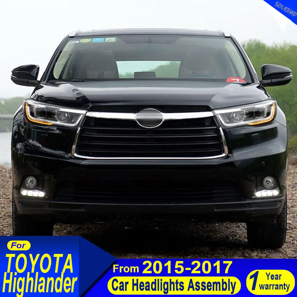 Car LED Headlight For Toyota Highlander 2015 2016 2017 Auto DRL Brake Turn Signal Lamp Light Assemblies Plug and Play